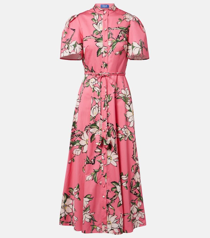 leo lin bianca floral cotton shirt dress
