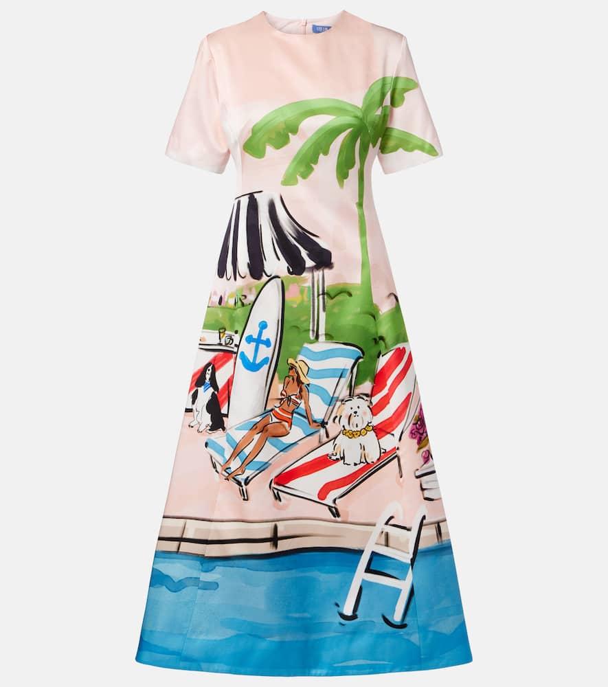 leo lin caroline cotton and silk midi dress