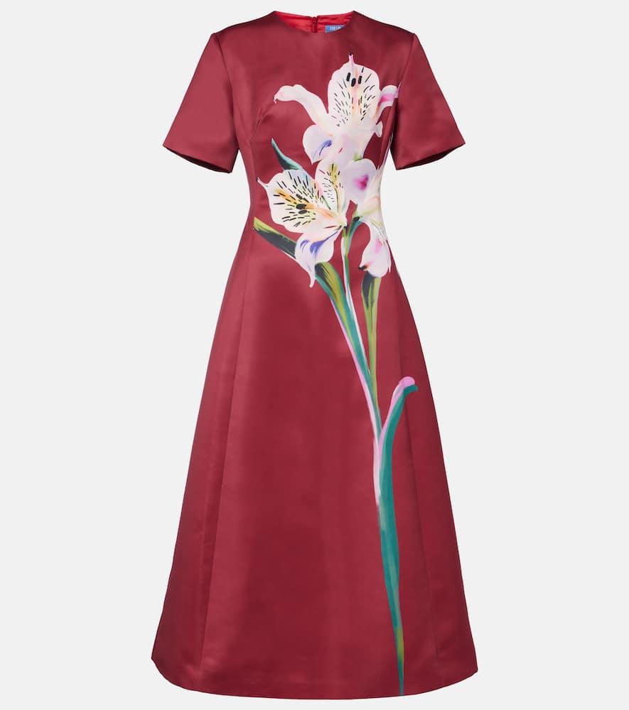 leo lin caroline floral satin midi dress