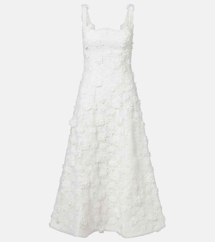leo lin embroidered lace midi dress