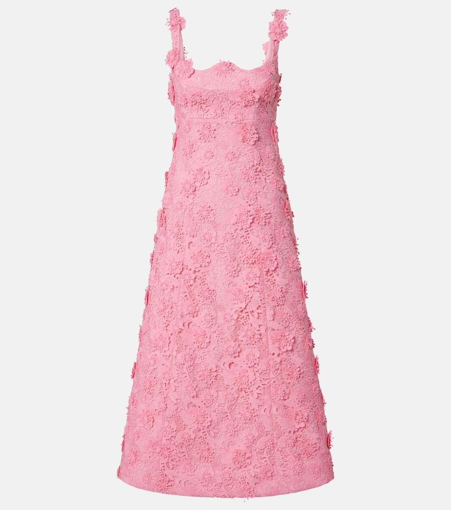 leo lin odette floral lace midi dress