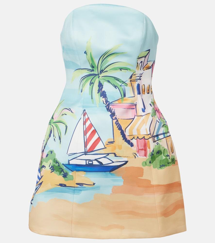 leo lin printed bustier dress