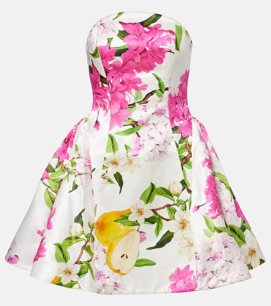 leo lin reese floral linen and silk minidress