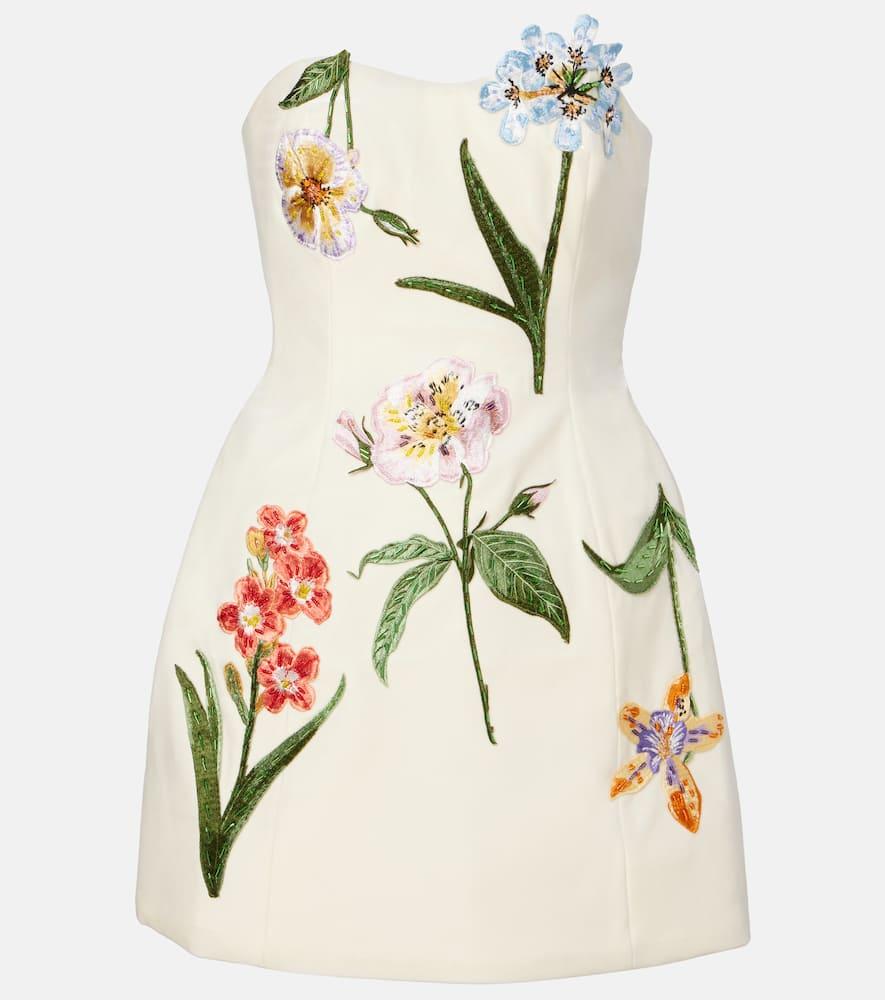 leo lin rosario embroidered velvet minidress