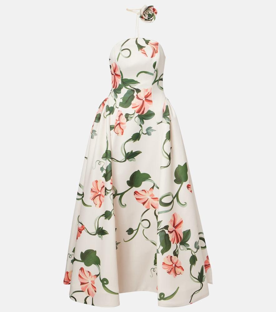 leo lin violet floral bustier gown