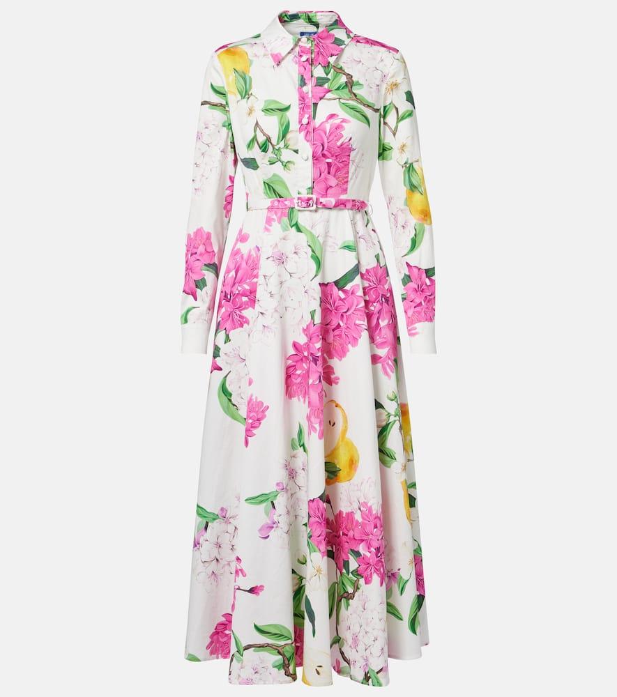 leo lin zara belted printed cotton midi dress