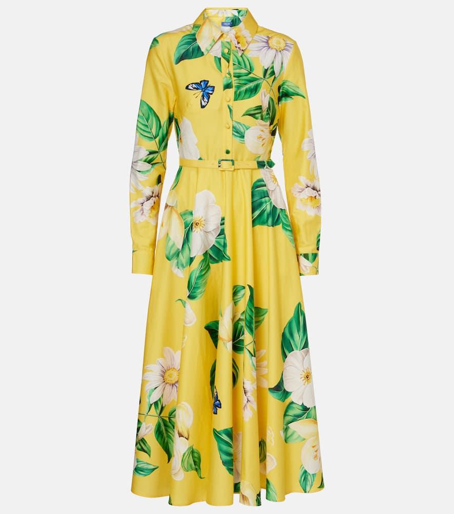 leo lin zara floral cotton shirt dress