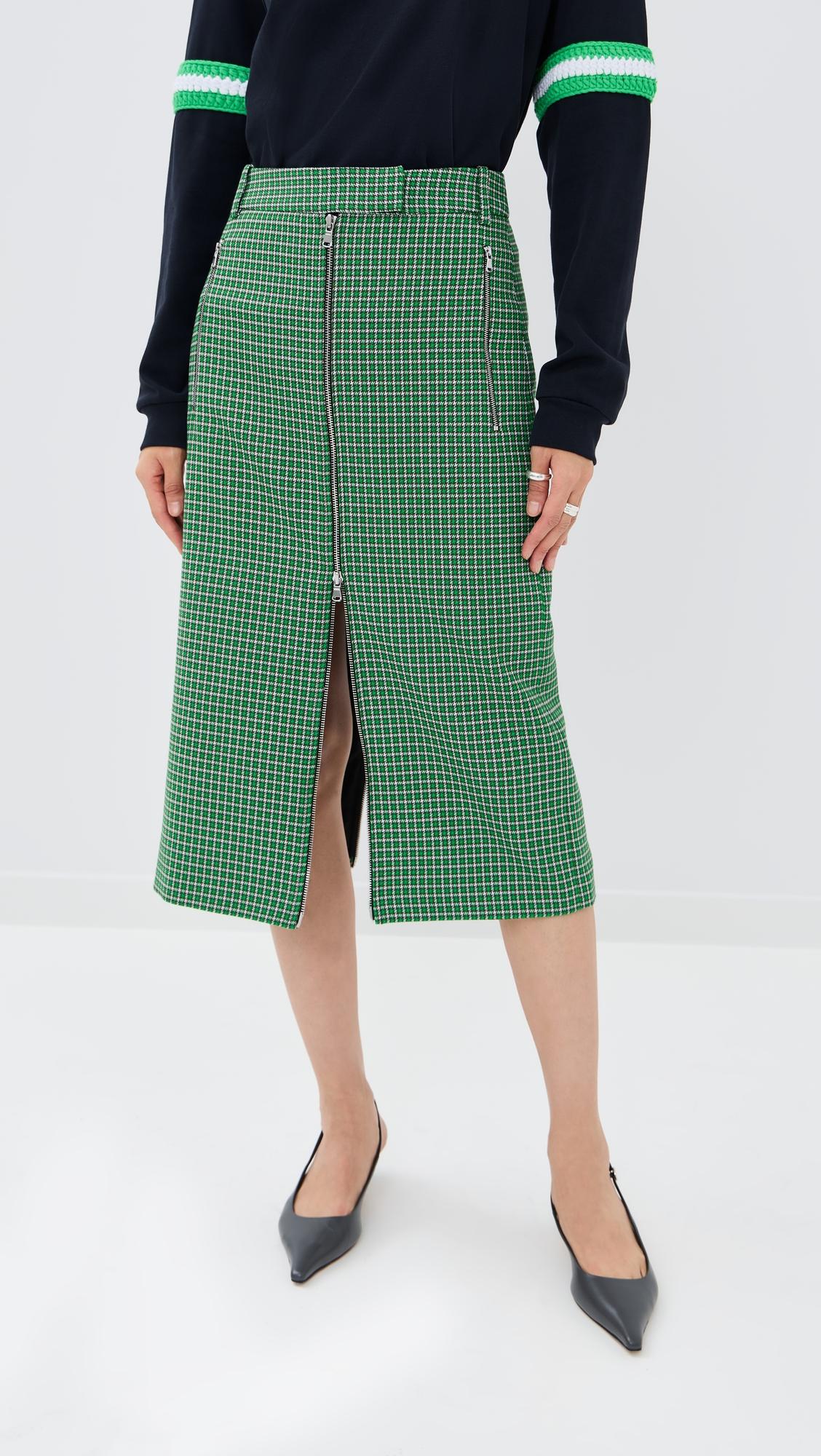 leon check midi trouser zip skirt