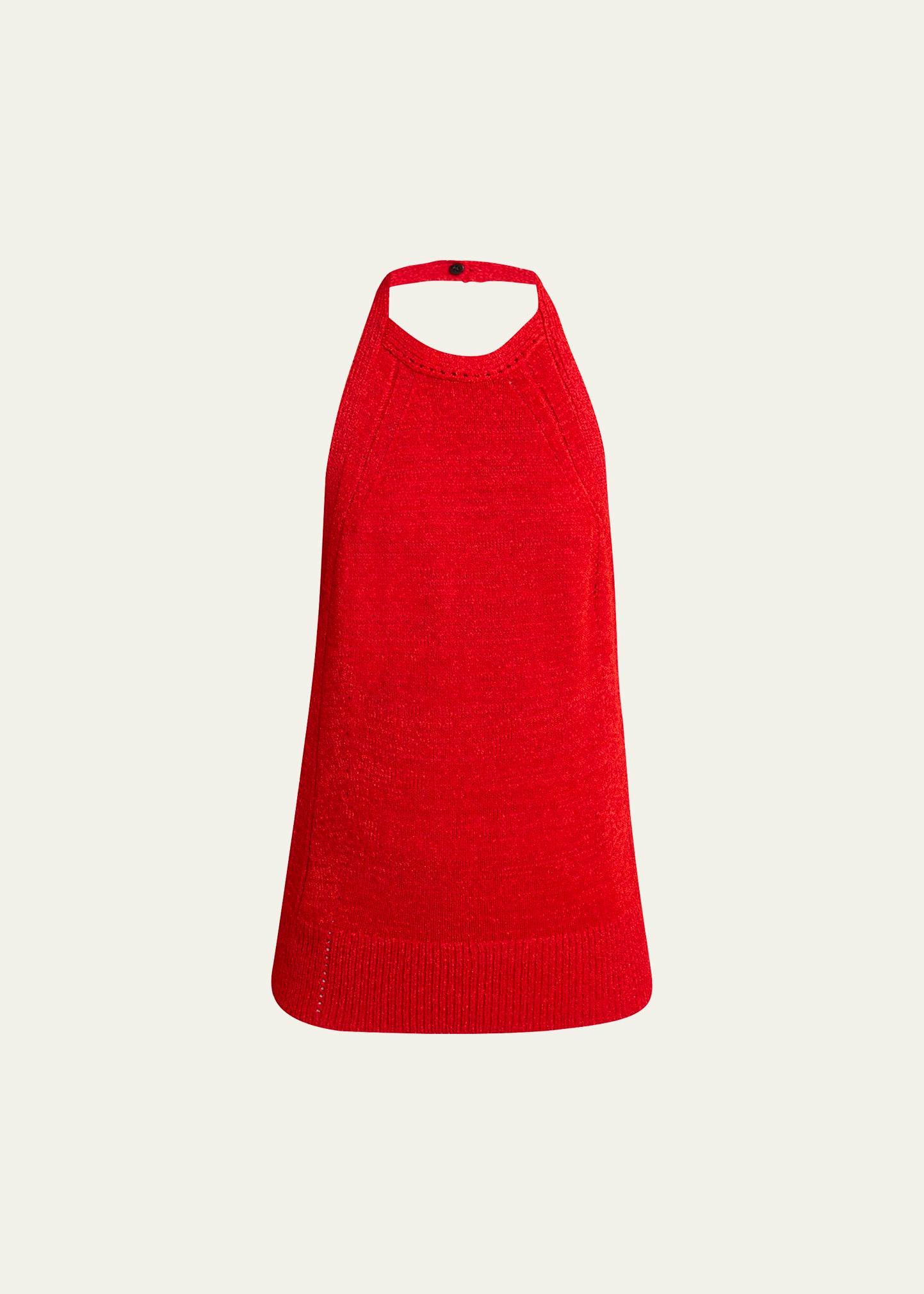 leona halter viscose ribbon knit top