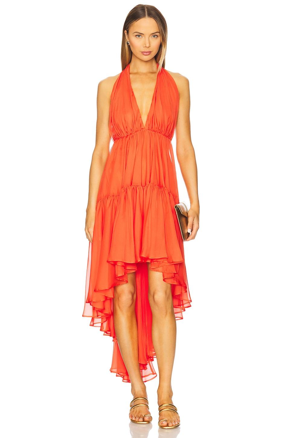 leona high low ruffle dress