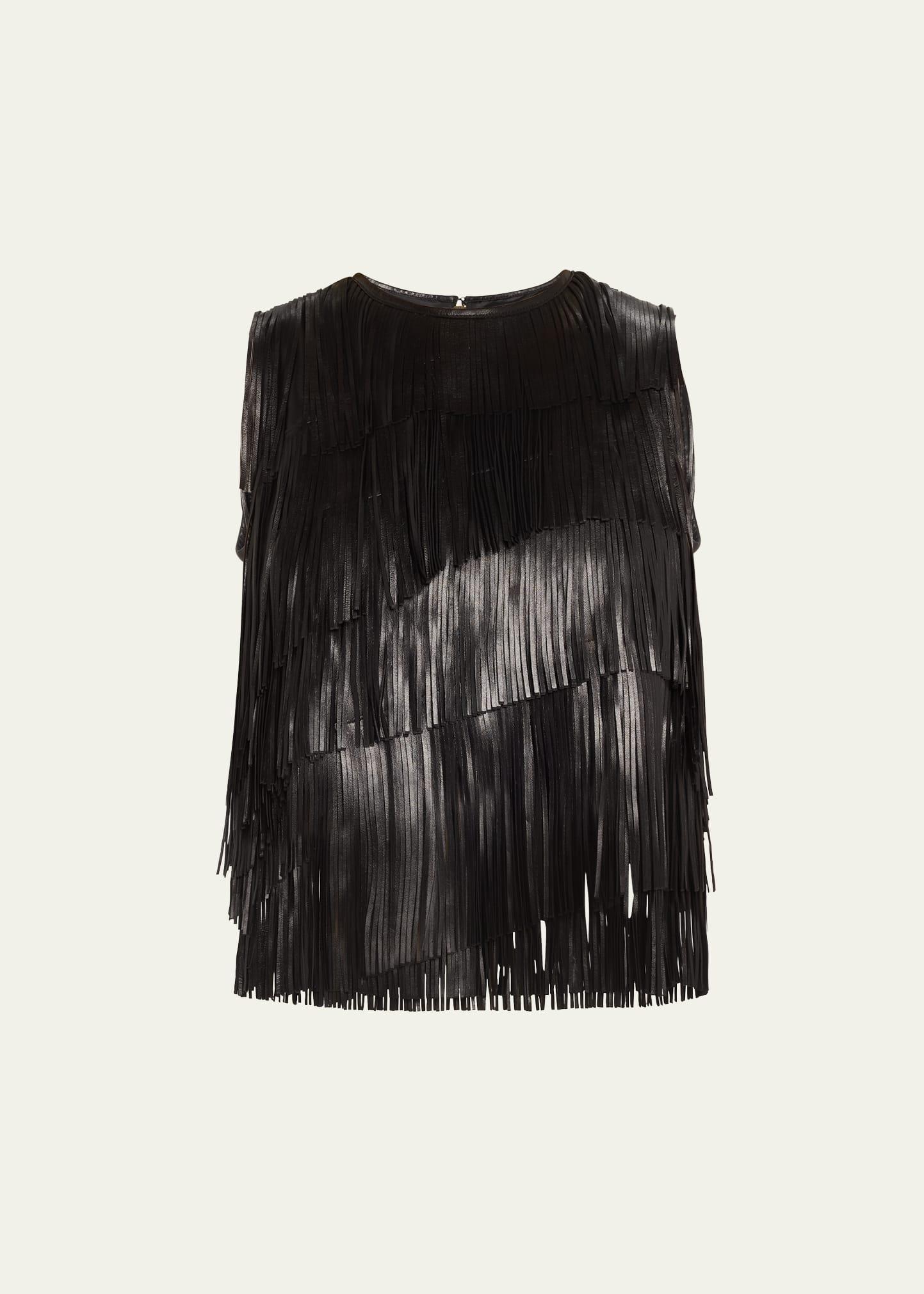 leonie leather fringe top