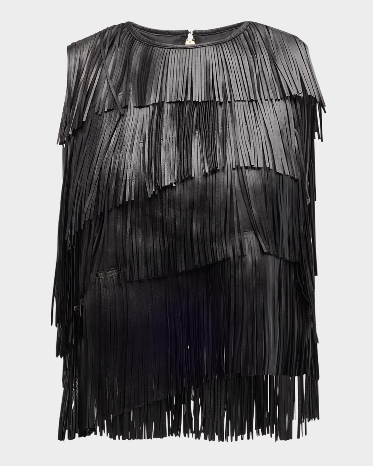 leonie leather fringe top