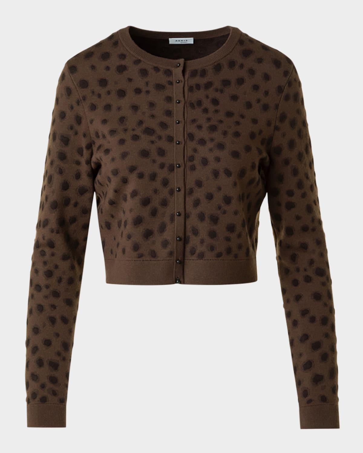 leopard jacquard knit cardigan