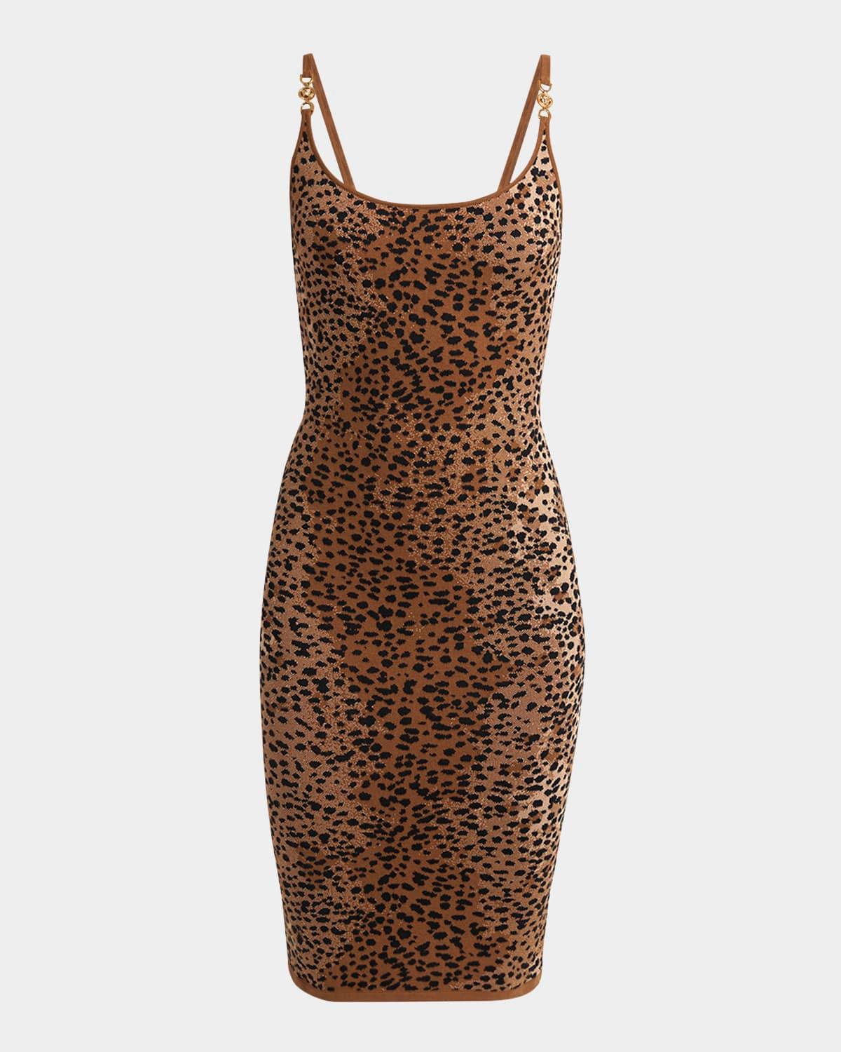 leopard jacquard knit dress