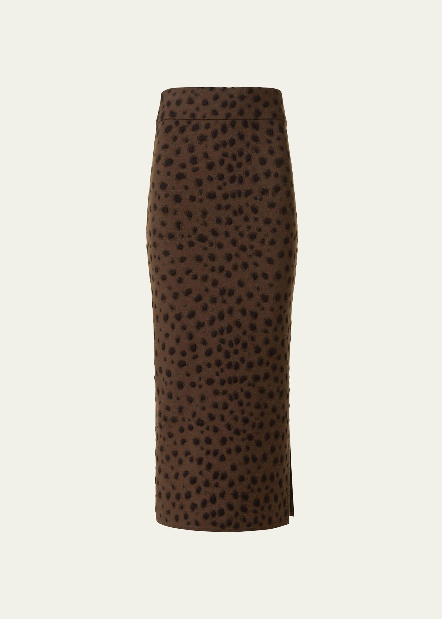 leopard jacquard knit midi tube skirt