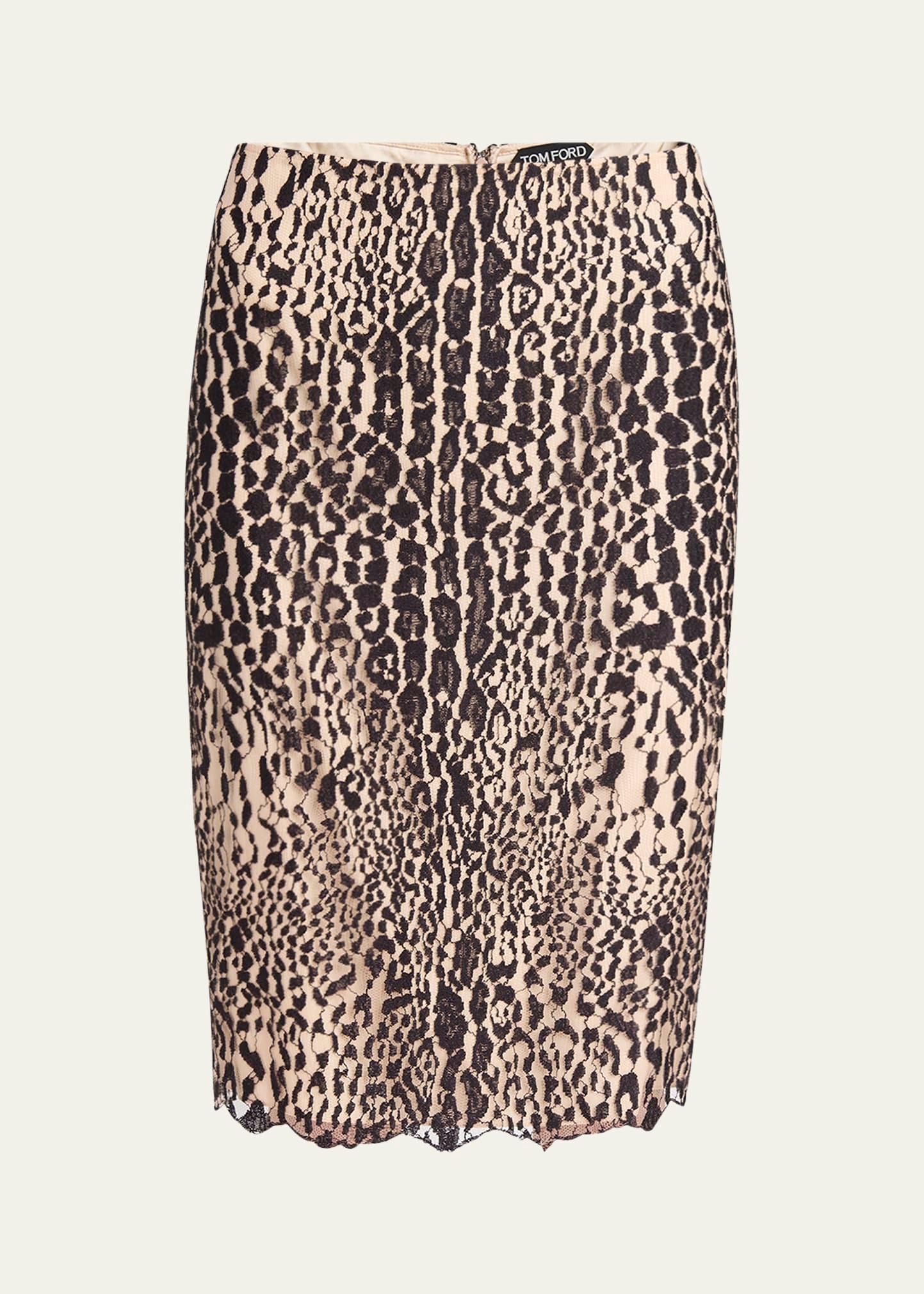 leopard lace pencil skirt