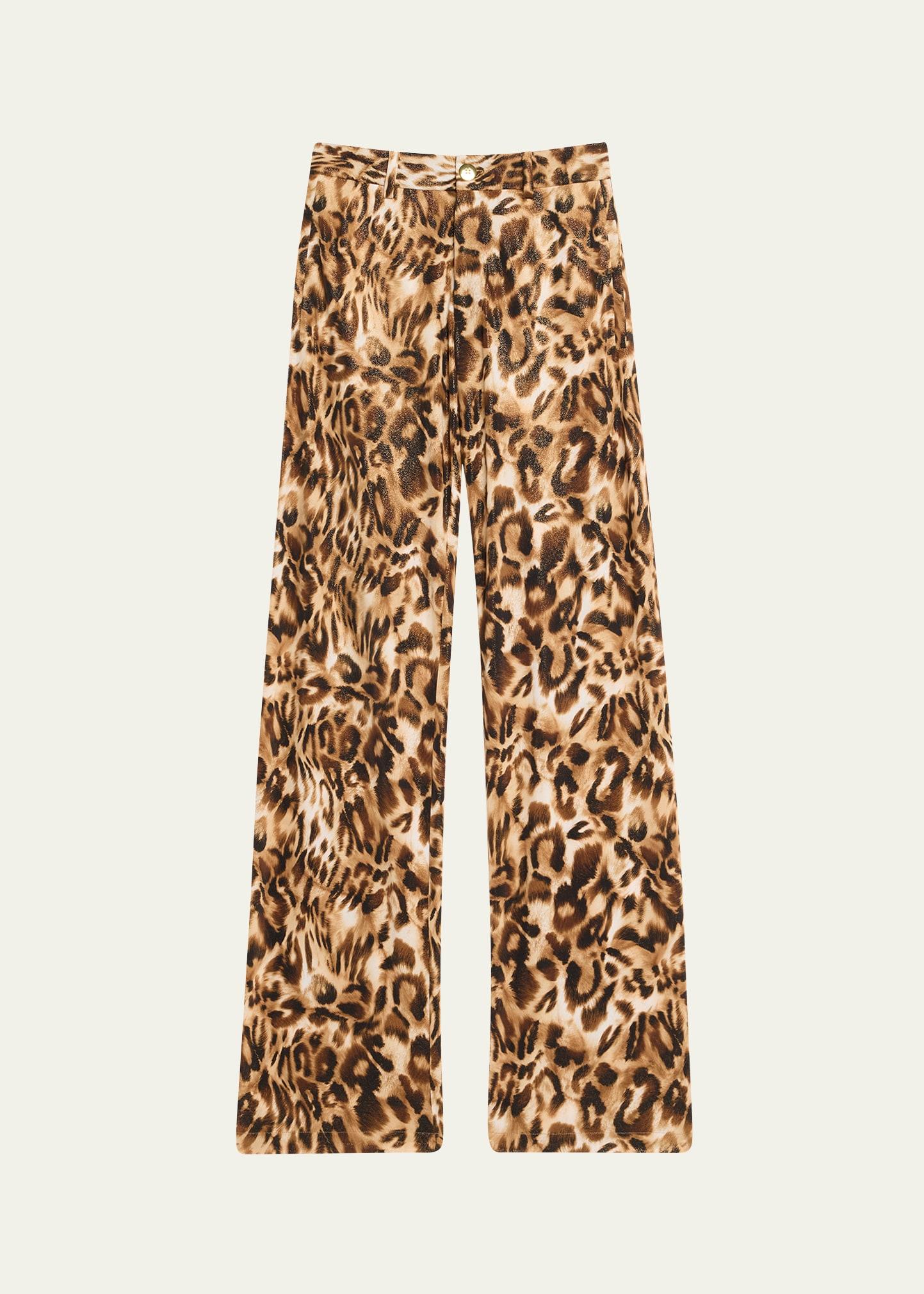 leopard one-seam trousers