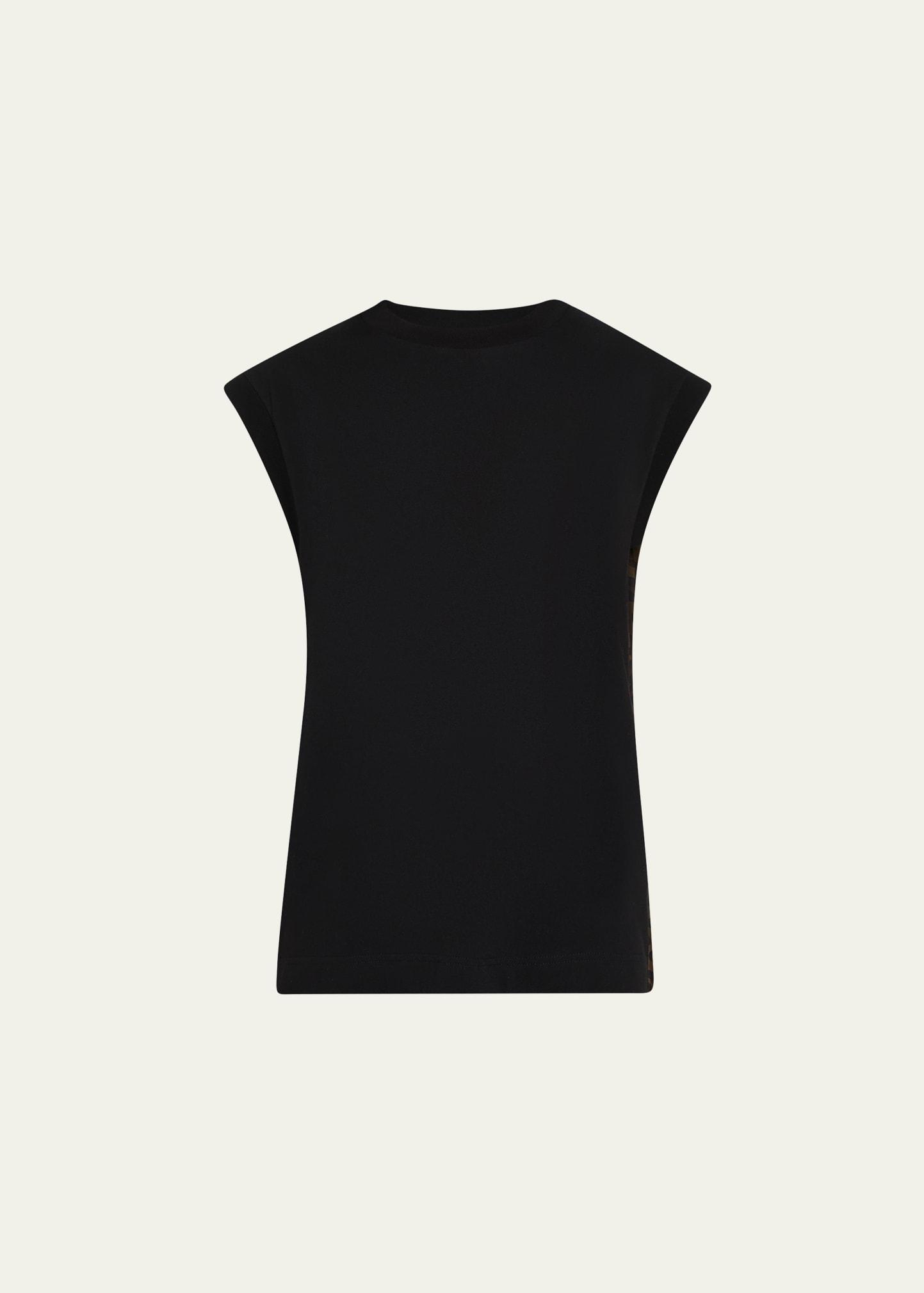 leopard pleated back muscle tee