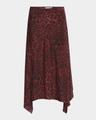 leopard print asymmetric silk skirt