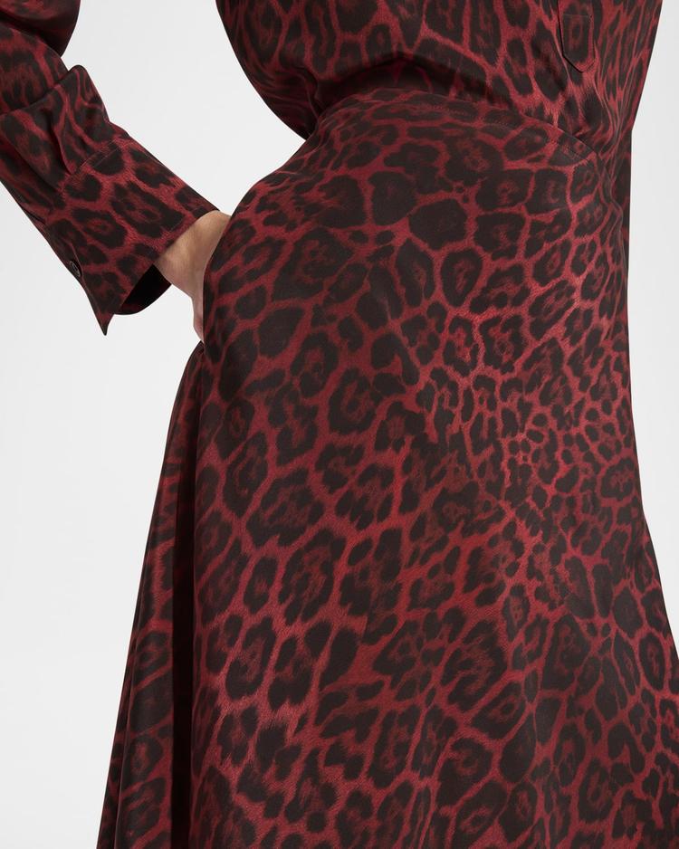 leopard print asymmetric silk skirt