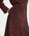 leopard print asymmetric silk skirt