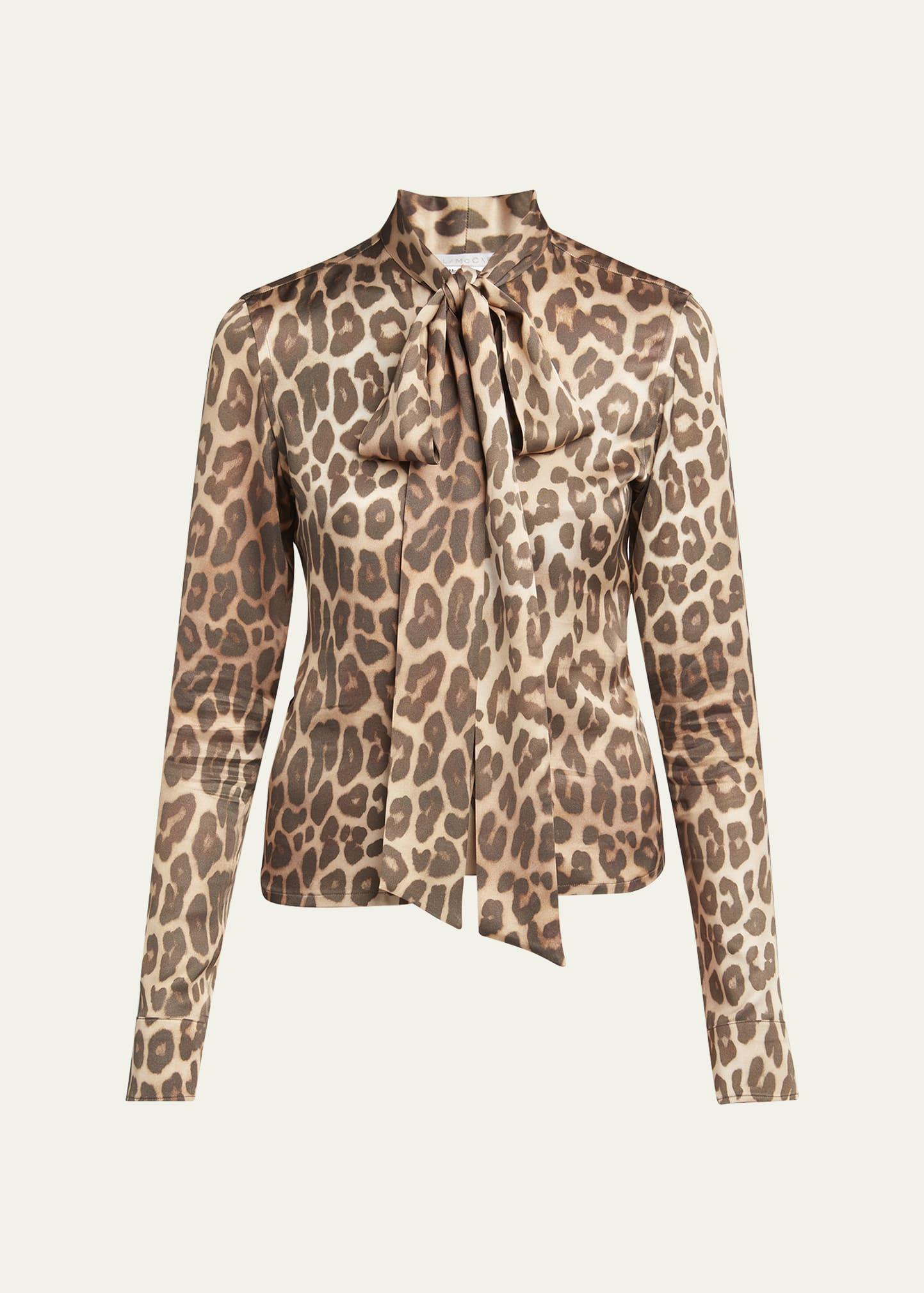 leopard-print bow blouse
