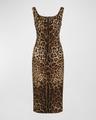 leopard-print charmeuse sheath dress