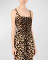 leopard-print charmeuse sheath dress