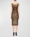 leopard-print charmeuse sheath dress