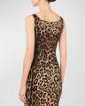 leopard-print charmeuse sheath dress