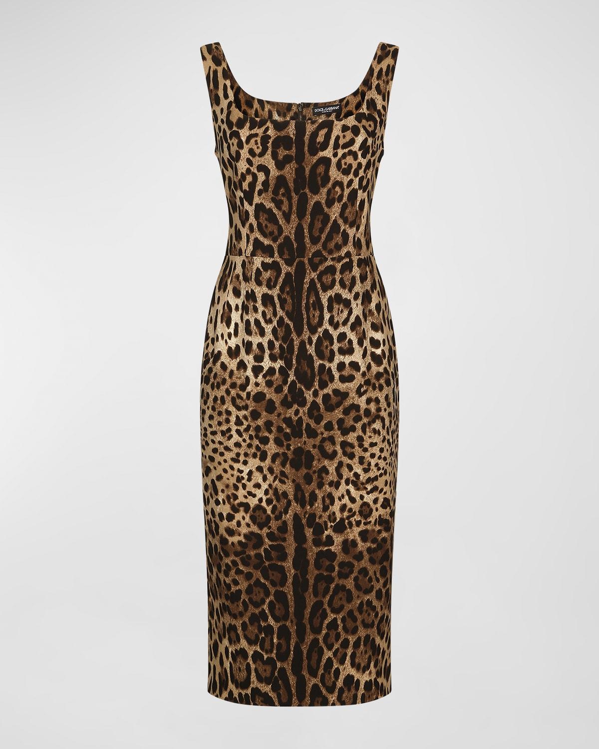 leopard-print charmeuse sheath dress
