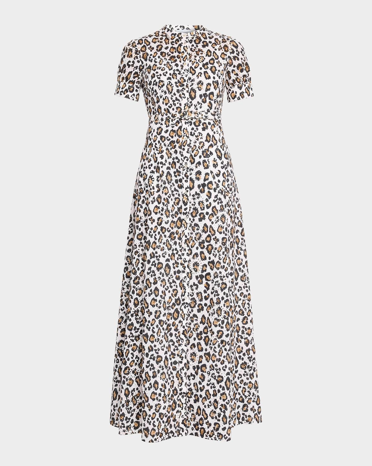 leopard-print eyelet maxi dress