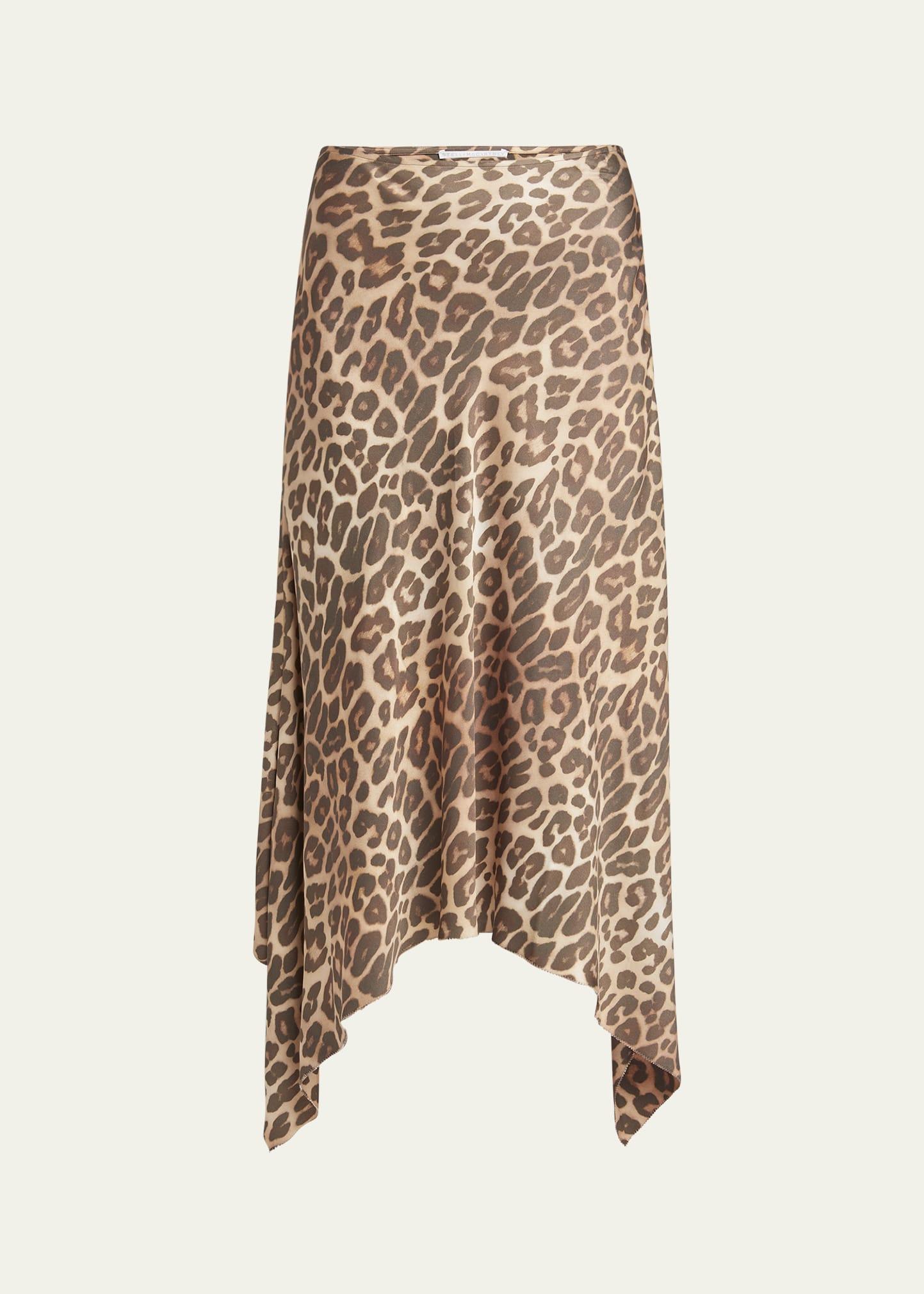 leopard-print flowy midi skirt