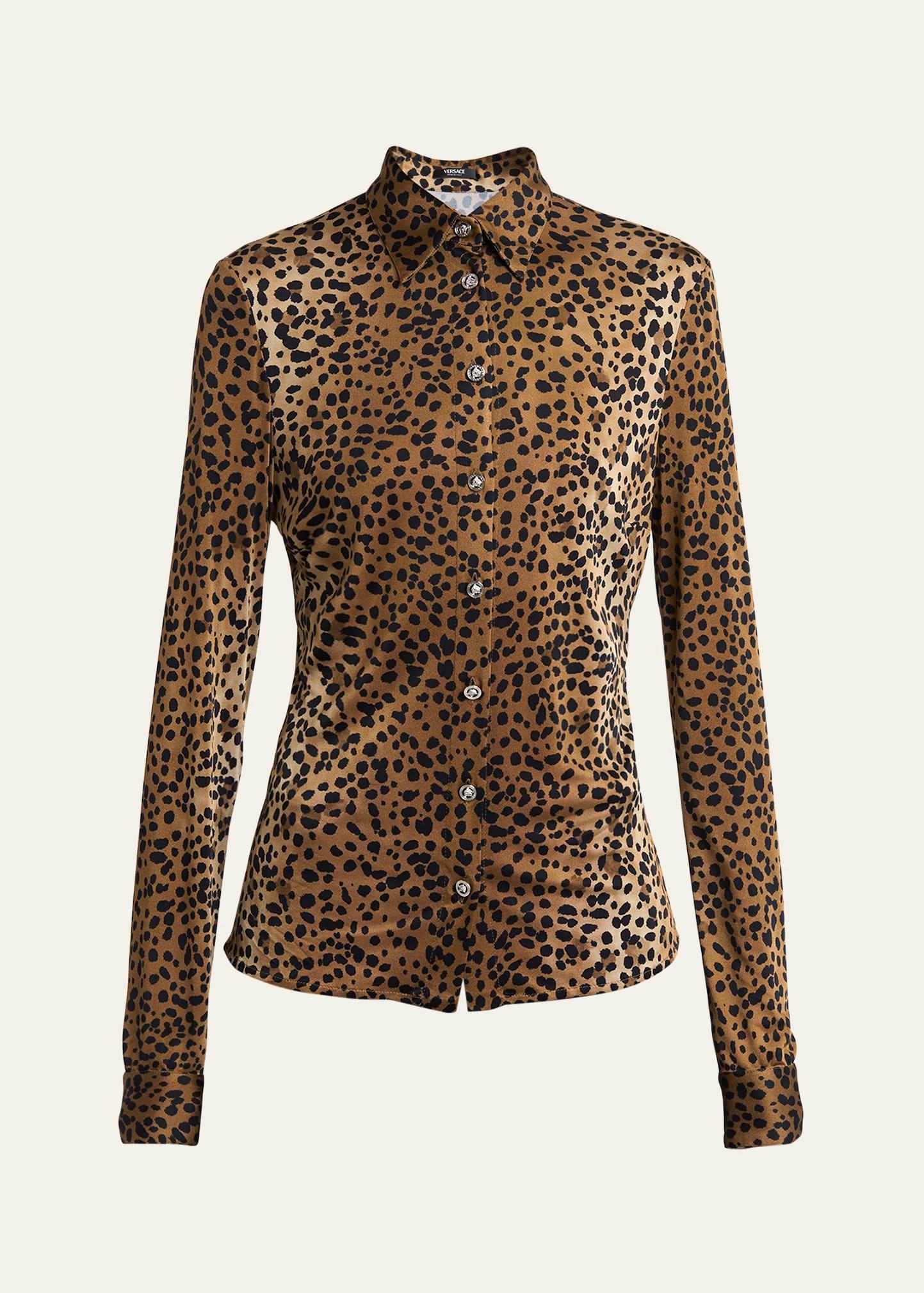leopard-print liquid jersey formal shirt
