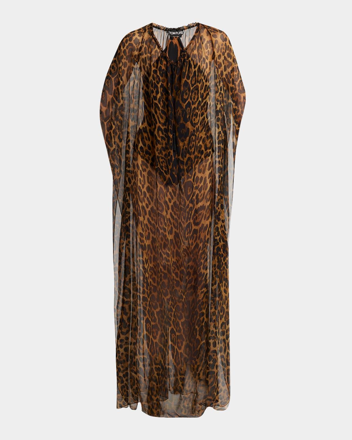 leopard print sheer kaftan