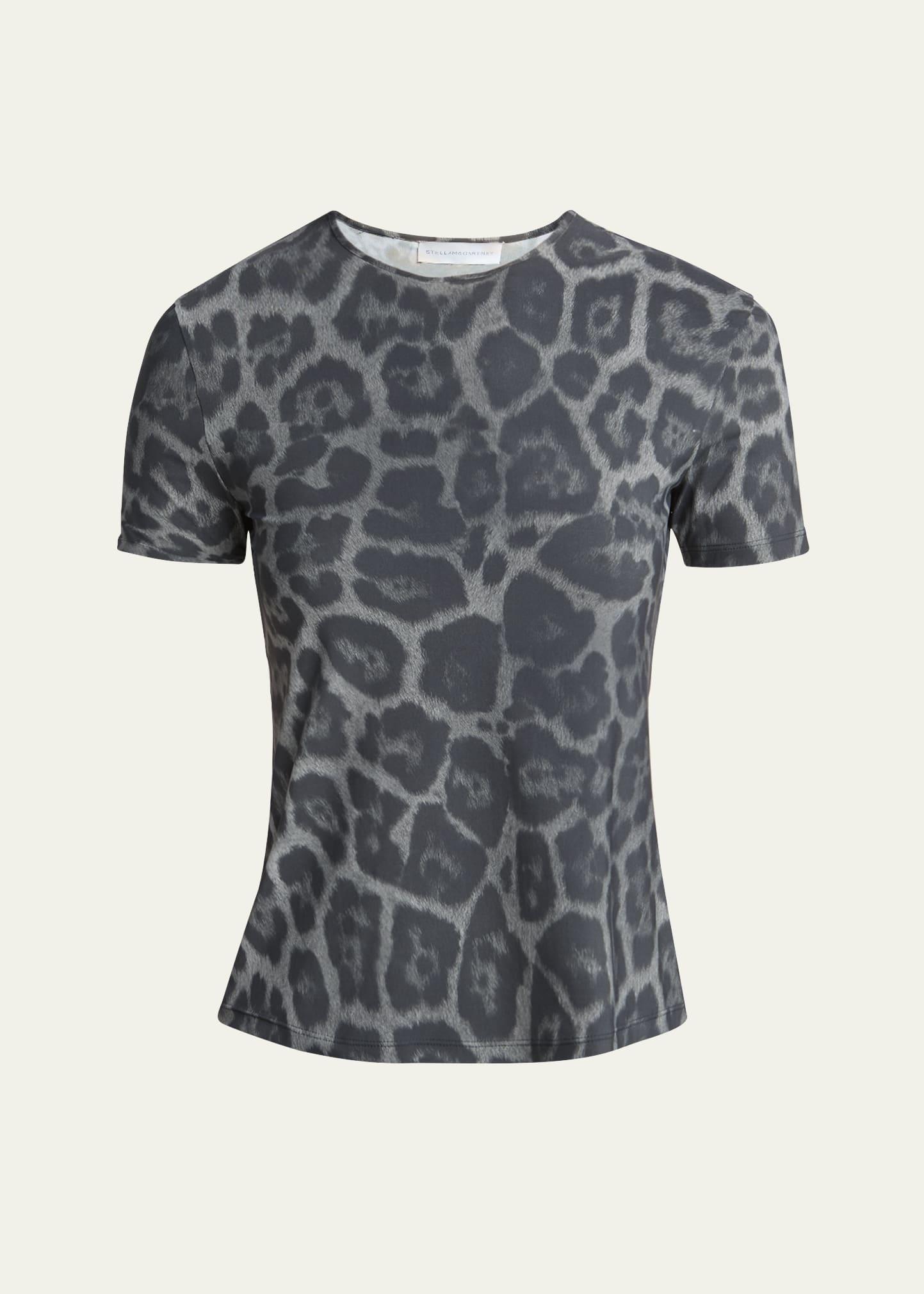 leopard print short-sleeve top