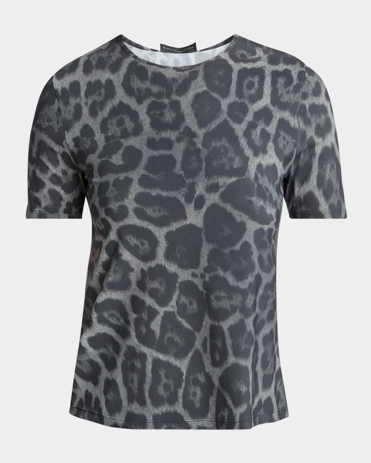 leopard print short-sleeve top