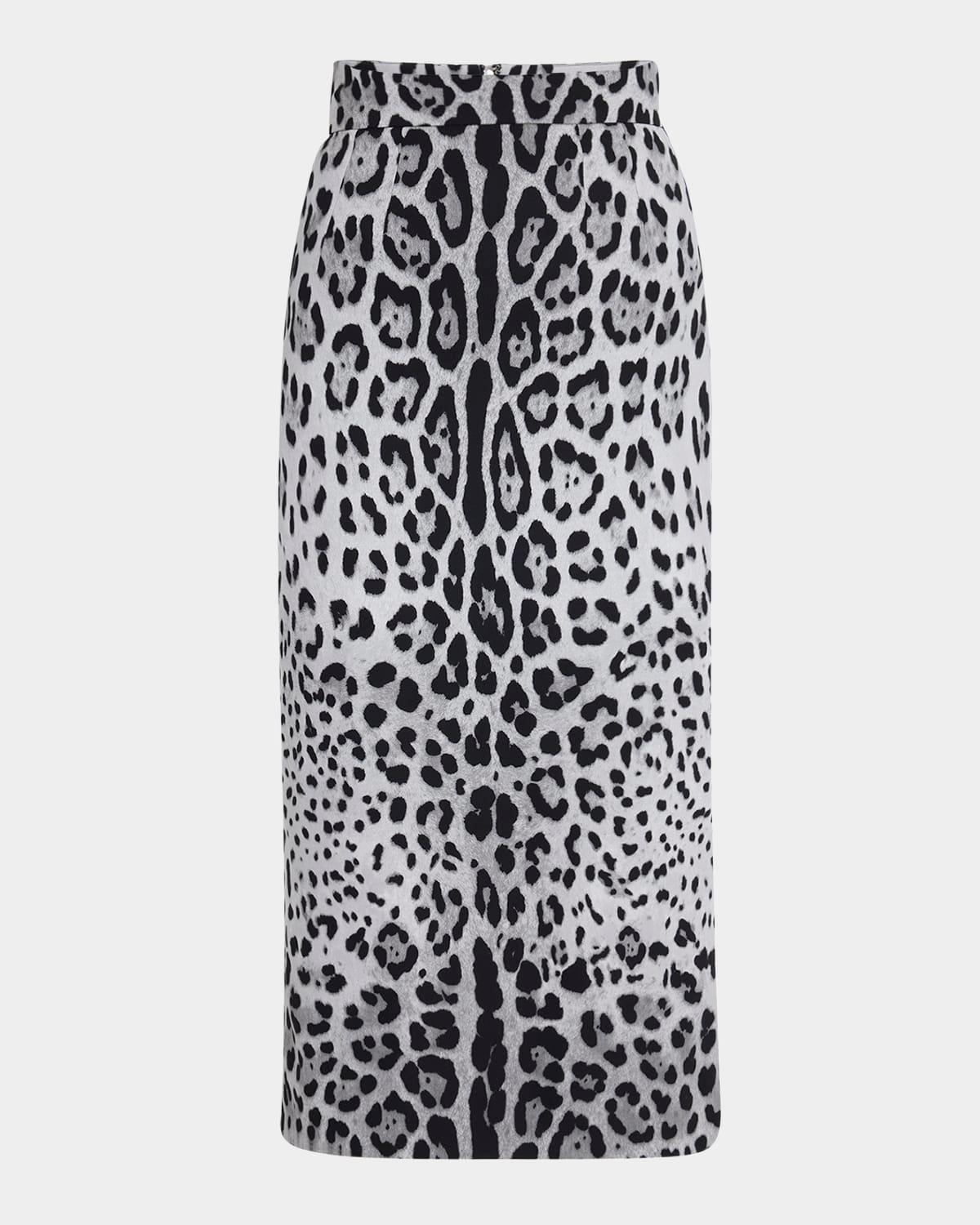 leopard-print silk charmeuse midi skirt