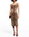 leopard-print slim midi dress