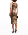 leopard-print slim midi dress