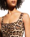 leopard-print slim midi dress