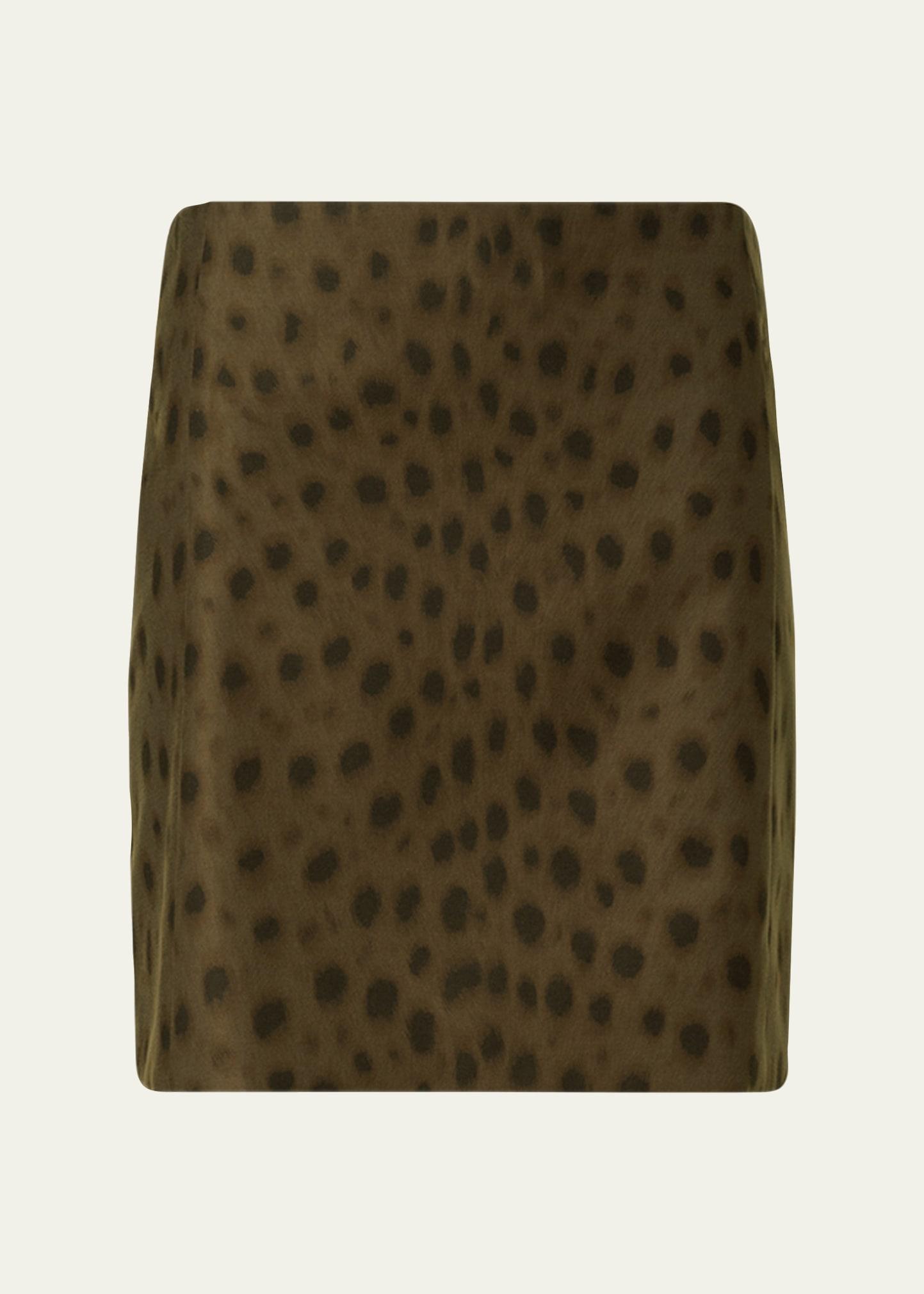 leopard-print techno gabardine mini skirt
