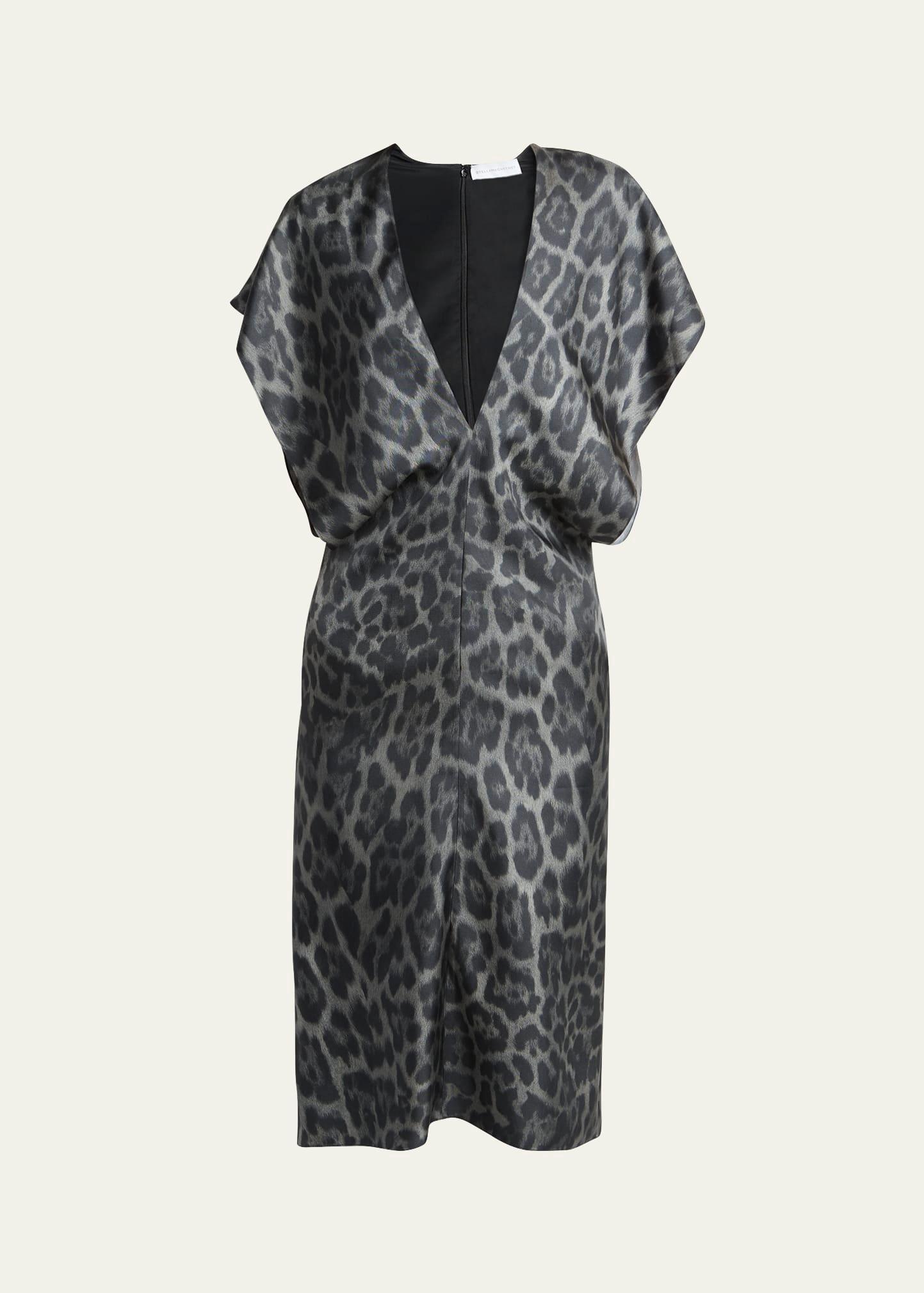 leopard print v-neck silk dress