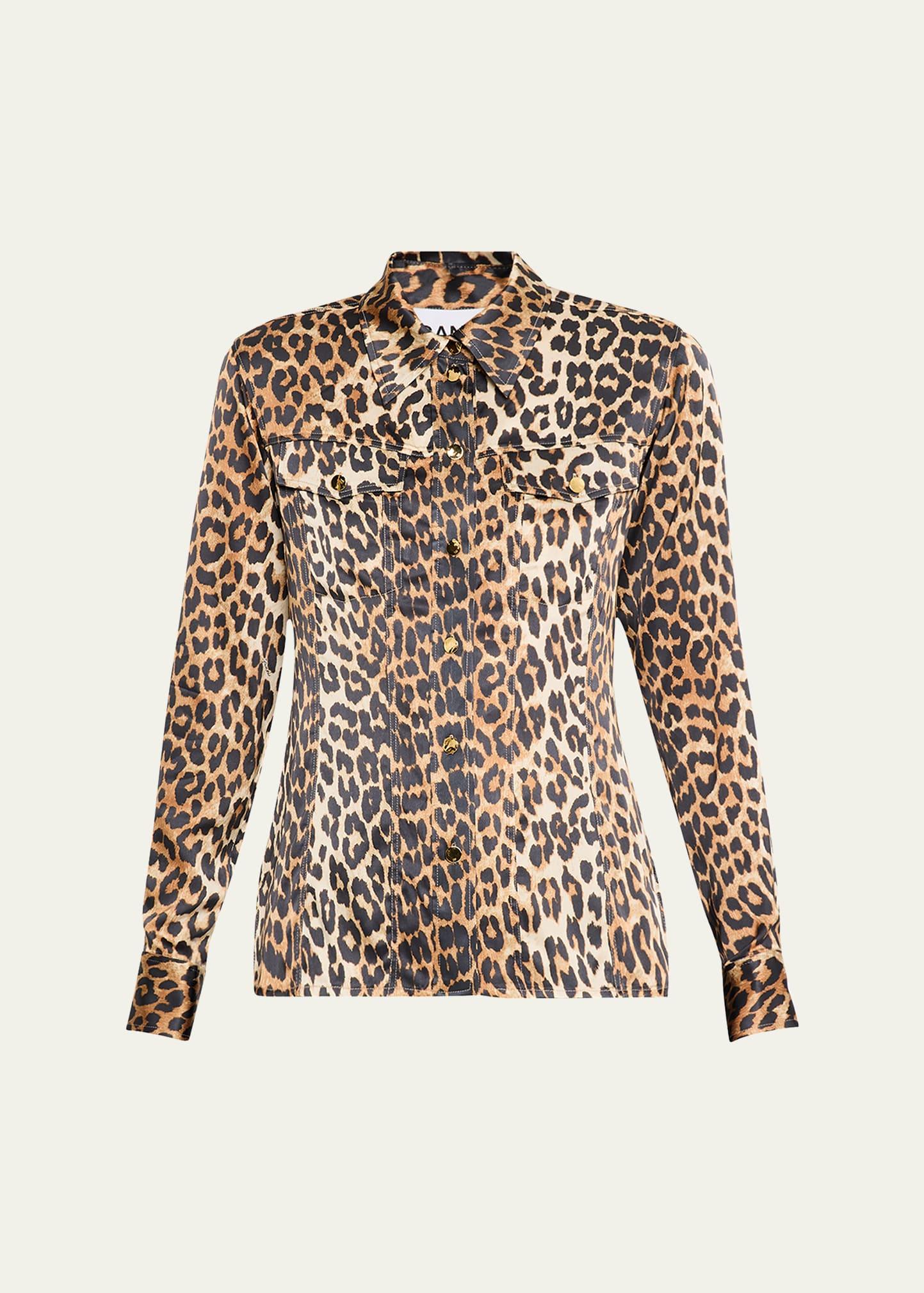 leopard satin shirt
