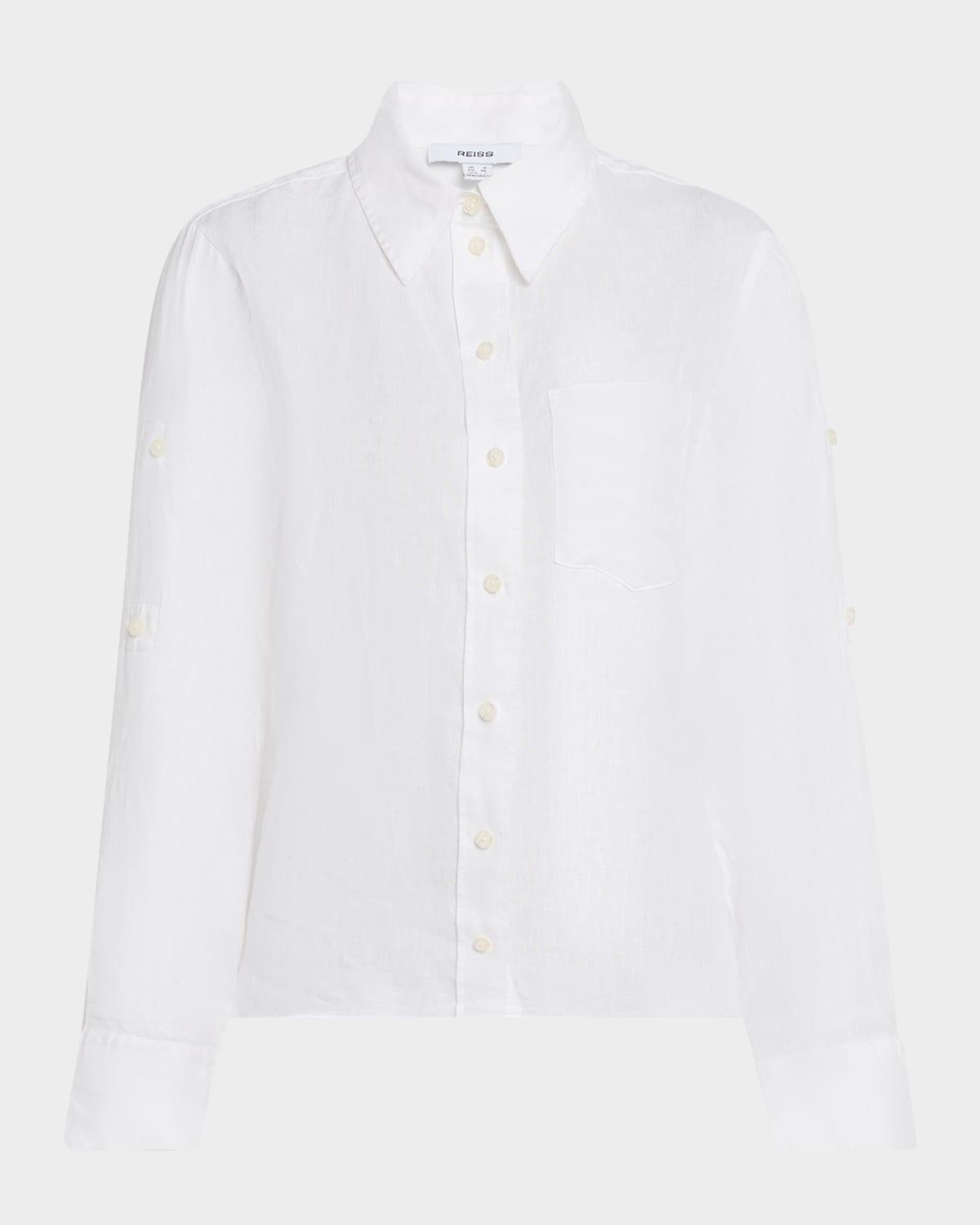 leora self-tie linen blouse