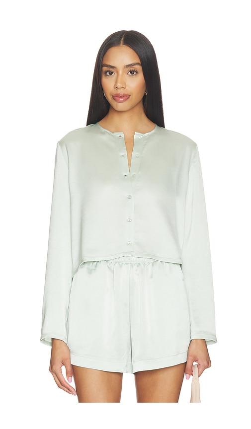 leset barb crew cardigan in blue.