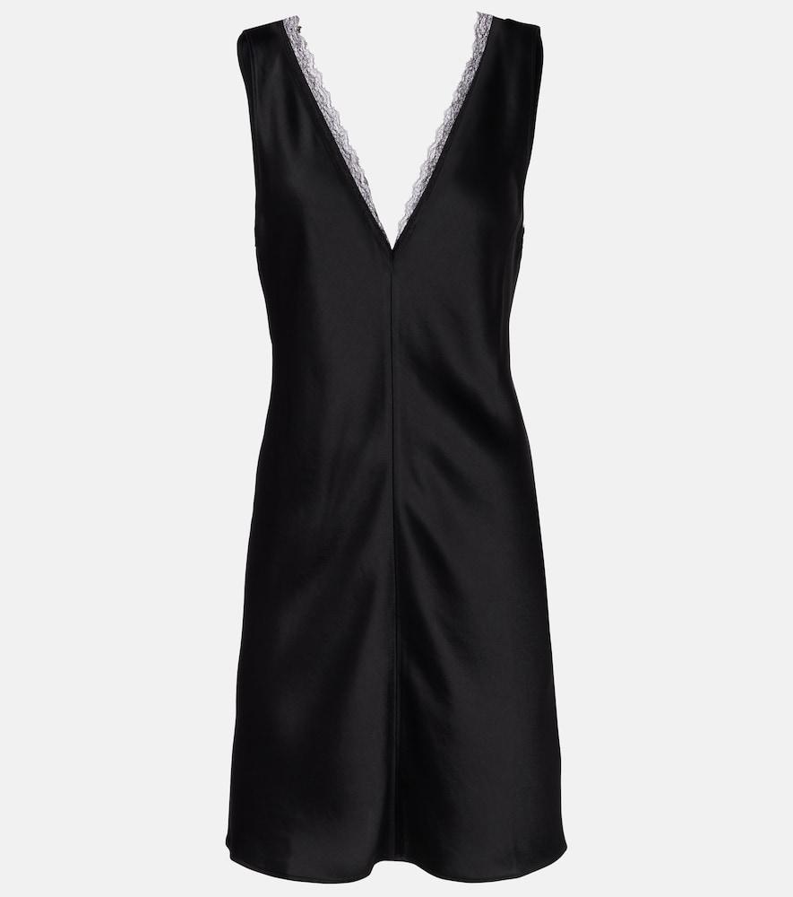 leset barb lace-trimmed satin minidress