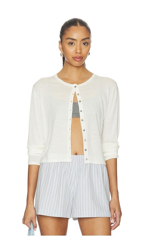 leset james crew cardigan in white.