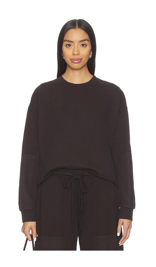 leset jamie patch crew sweater in chocolate.
