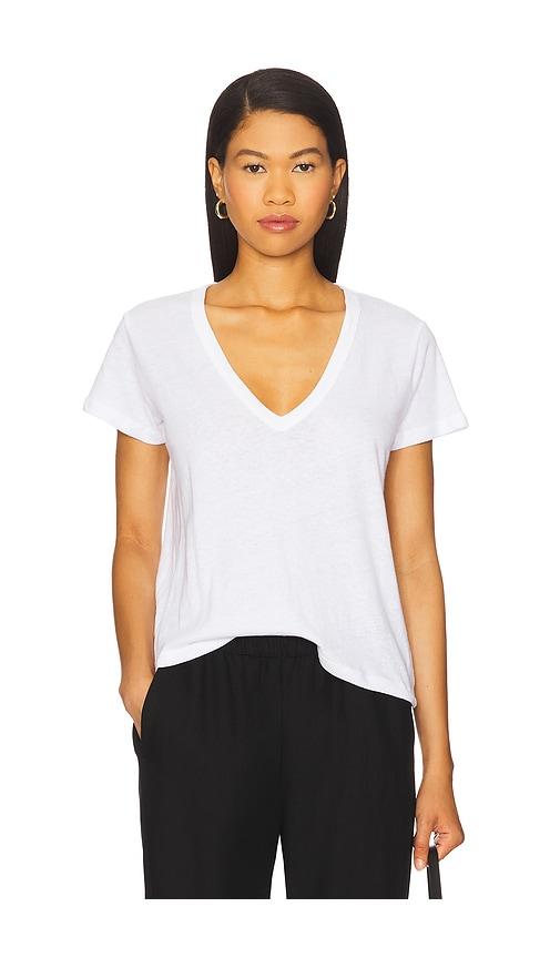 leset laura v neck tee in white.